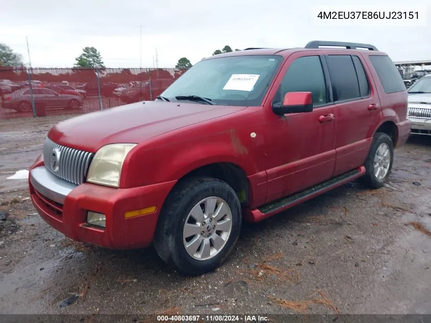 2006 Mercury Mountaineer Luxury VIN: 4M2EU37E86UJ23151 Lot: 40803697