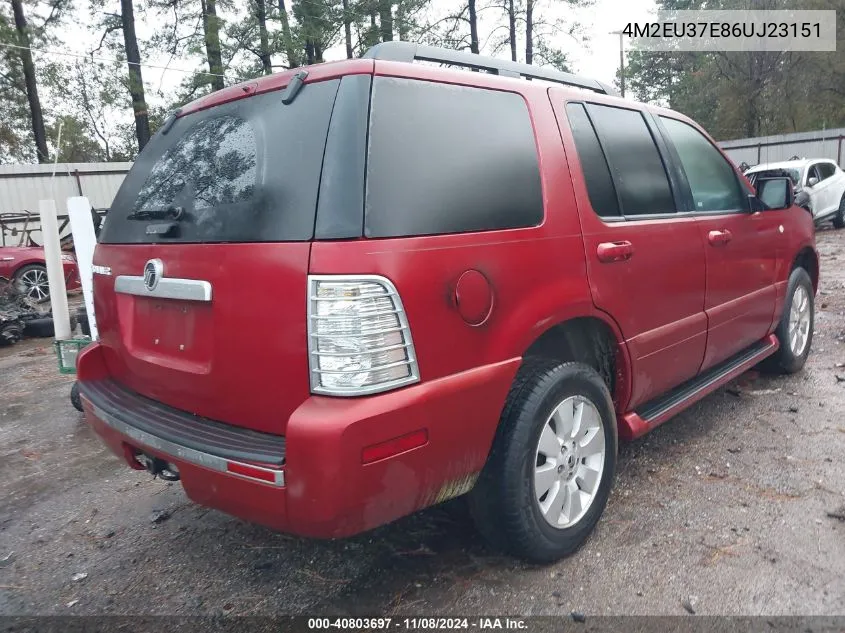 2006 Mercury Mountaineer Luxury VIN: 4M2EU37E86UJ23151 Lot: 40803697