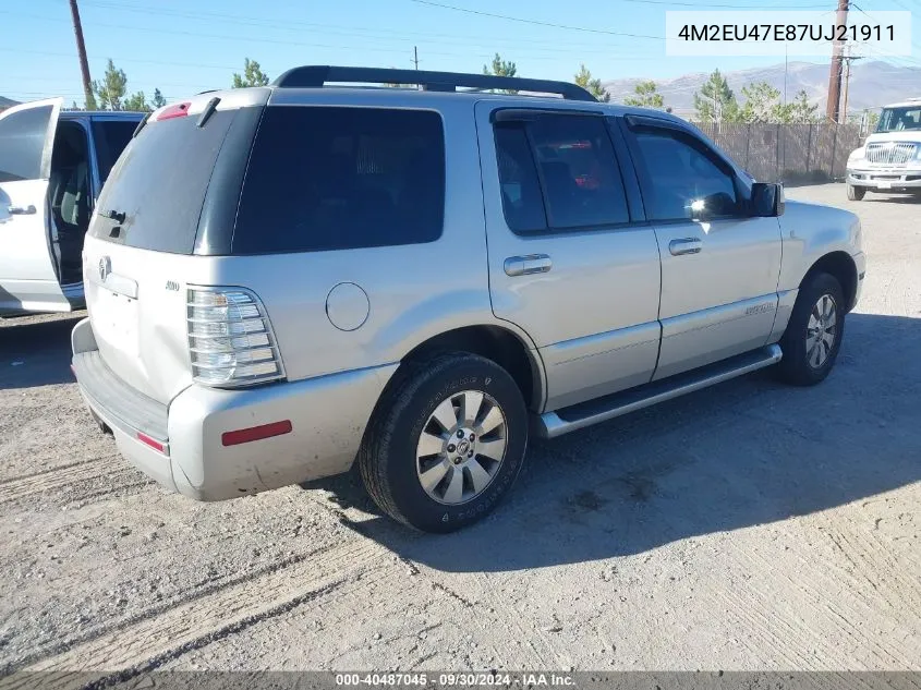 2007 Mercury Mountaineer VIN: 4M2EU47E87UJ21911 Lot: 40487045