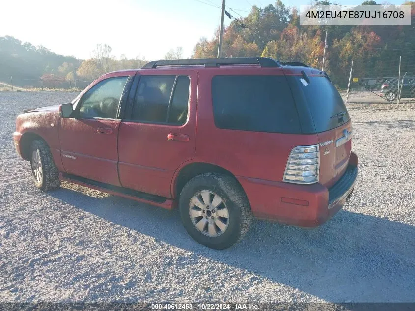 2007 Mercury Mountaineer VIN: 4M2EU47E87UJ16708 Lot: 40612453