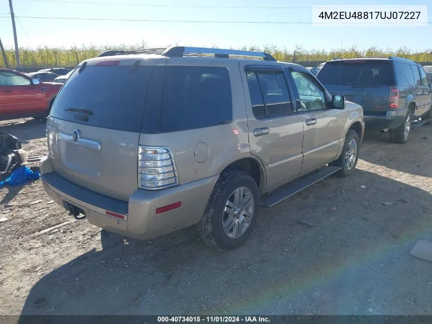 2007 Mercury Mountaineer Premier VIN: 4M2EU48817UJ07227 Lot: 40734015