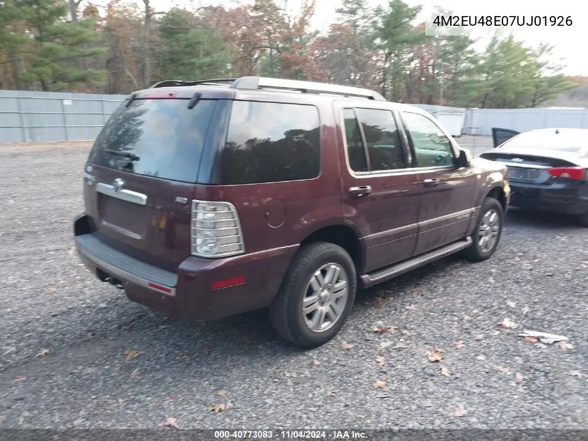 2007 Mercury Mountaineer Premier VIN: 4M2EU48E07UJ01926 Lot: 40773083