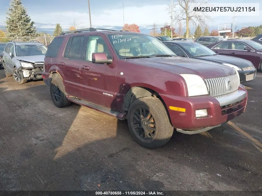 2007 Mercury Mountaineer VIN: 4M2EU47E57UJ21154 Lot: 40780658