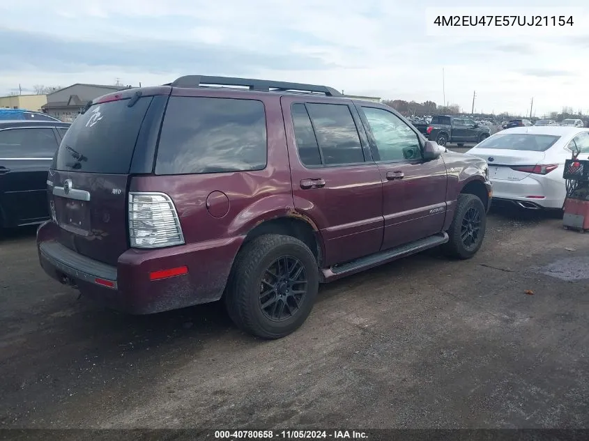 2007 Mercury Mountaineer VIN: 4M2EU47E57UJ21154 Lot: 40780658