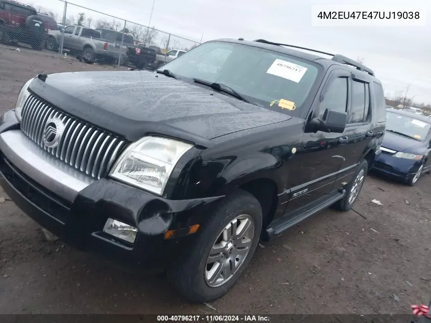 2007 Mercury Mountaineer VIN: 4M2EU47E47UJ19038 Lot: 40796217