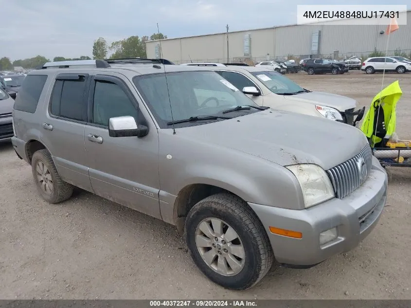 2008 Mercury Mountaineer Premier VIN: 4M2EU48848UJ17431 Lot: 40372247