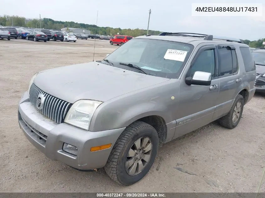 2008 Mercury Mountaineer Premier VIN: 4M2EU48848UJ17431 Lot: 40372247