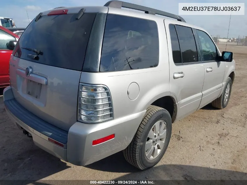 2008 Mercury Mountaineer Luxury VIN: 4M2EU37E78UJ03637 Lot: 40422230