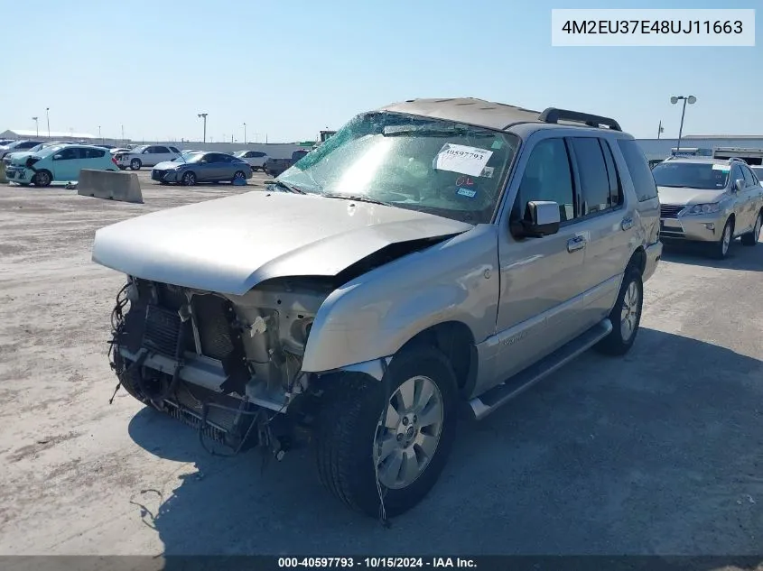 2008 Mercury Mountaineer VIN: 4M2EU37E48UJ11663 Lot: 40597793