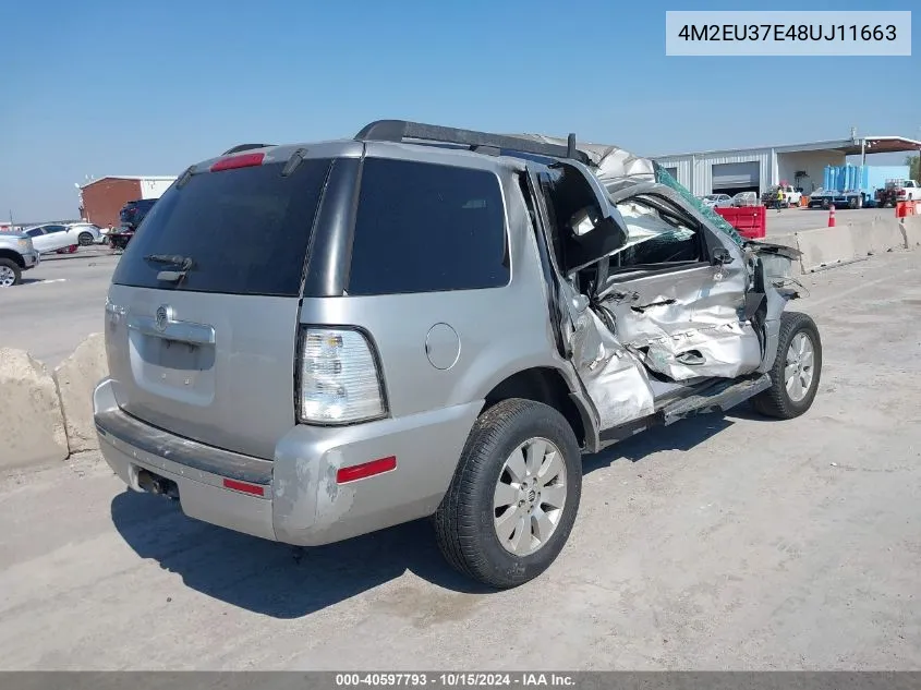 2008 Mercury Mountaineer VIN: 4M2EU37E48UJ11663 Lot: 40597793