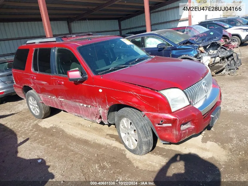 2008 Mercury Mountaineer VIN: 4M2EU47E28UJ04166 Lot: 40651338