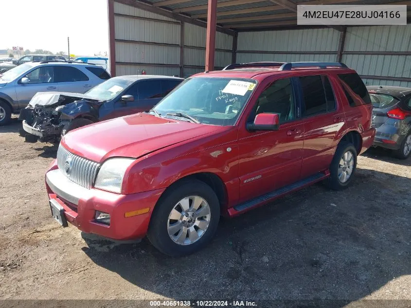 2008 Mercury Mountaineer VIN: 4M2EU47E28UJ04166 Lot: 40651338