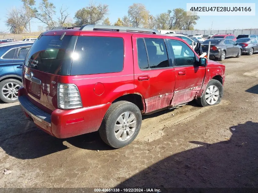 2008 Mercury Mountaineer VIN: 4M2EU47E28UJ04166 Lot: 40651338