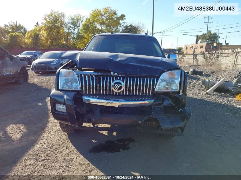 2008 Mercury Mountaineer Premier VIN: 4M2EU48838UJ00443 Lot: 40662861