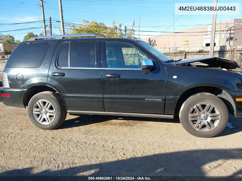 2008 Mercury Mountaineer Premier VIN: 4M2EU48838UJ00443 Lot: 40662861