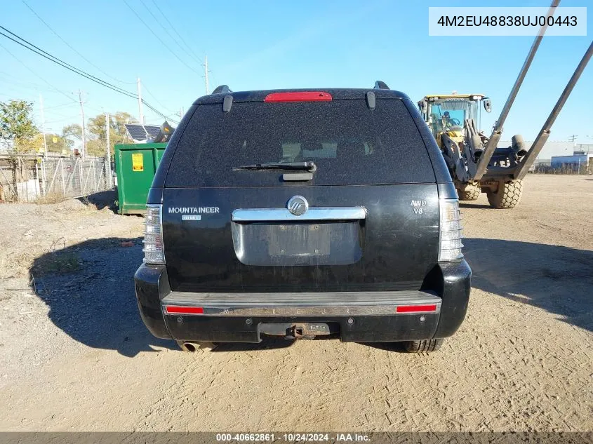 2008 Mercury Mountaineer Premier VIN: 4M2EU48838UJ00443 Lot: 40662861