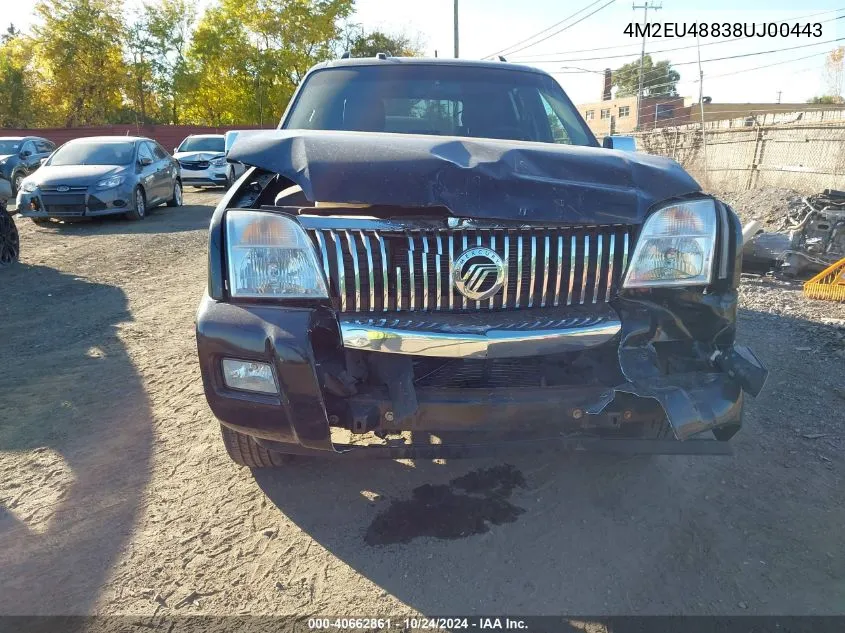 2008 Mercury Mountaineer Premier VIN: 4M2EU48838UJ00443 Lot: 40662861