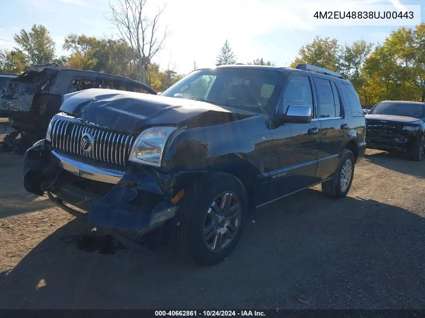 2008 Mercury Mountaineer Premier VIN: 4M2EU48838UJ00443 Lot: 40662861