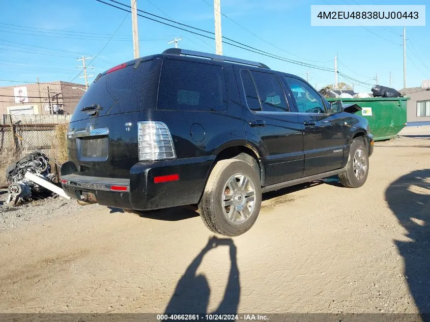 2008 Mercury Mountaineer Premier VIN: 4M2EU48838UJ00443 Lot: 40662861