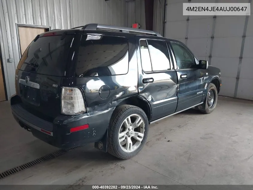 2010 Mercury Mountaineer Premier VIN: 4M2EN4JE4AUJ00647 Lot: 40392282