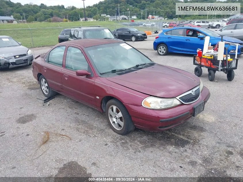 1998 Mercury Mystique Ls VIN: 1MEFM66L8WK636681 Lot: 40438484