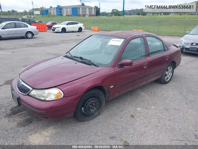 1998 Mercury Mystique Ls VIN: 1MEFM66L8WK636681 Lot: 40438484