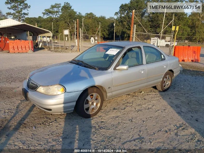 1998 Mercury Mystique Ls/Spree VIN: 1MEFM66L8WK667154 Lot: 40581418