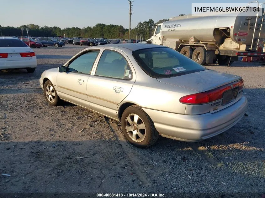 1998 Mercury Mystique Ls/Spree VIN: 1MEFM66L8WK667154 Lot: 40581418