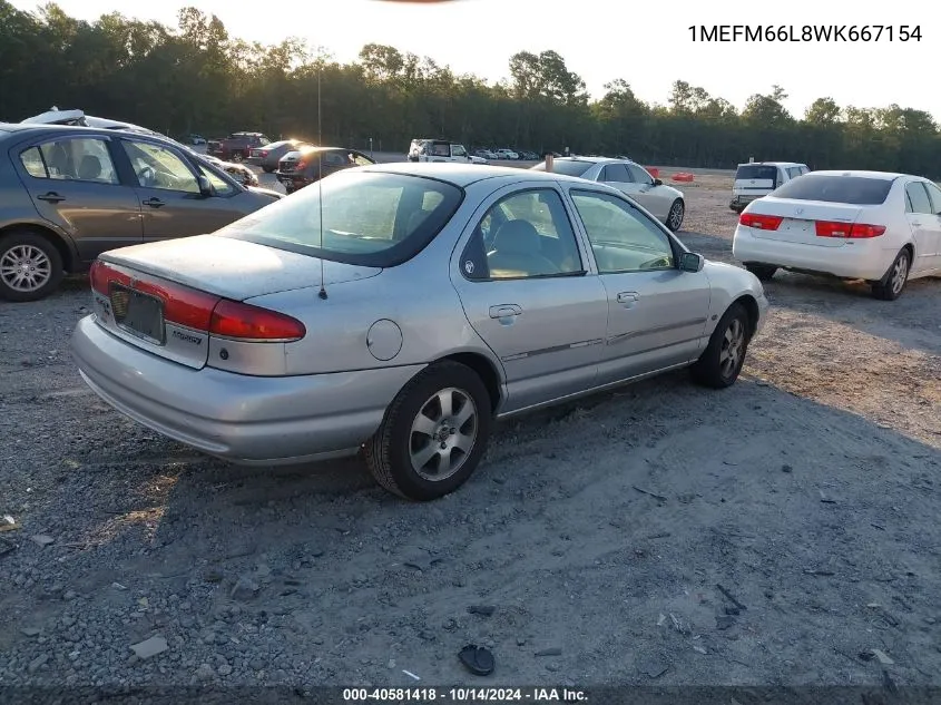 1998 Mercury Mystique Ls/Spree VIN: 1MEFM66L8WK667154 Lot: 40581418