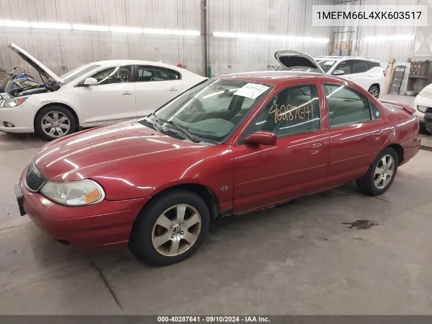 1999 Mercury Mystique Ls VIN: 1MEFM66L4XK603517 Lot: 40287641