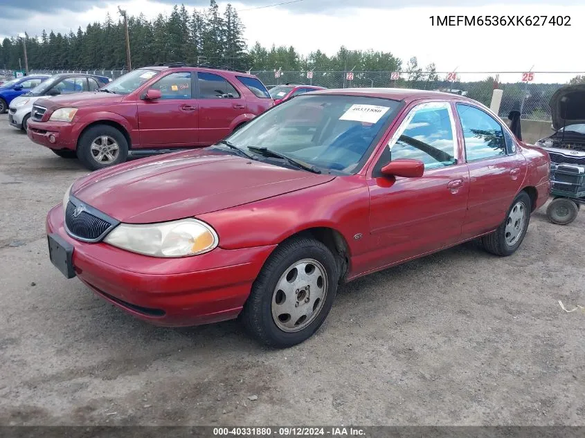 1999 Mercury Mystique Gs VIN: 1MEFM6536XK627402 Lot: 40331880