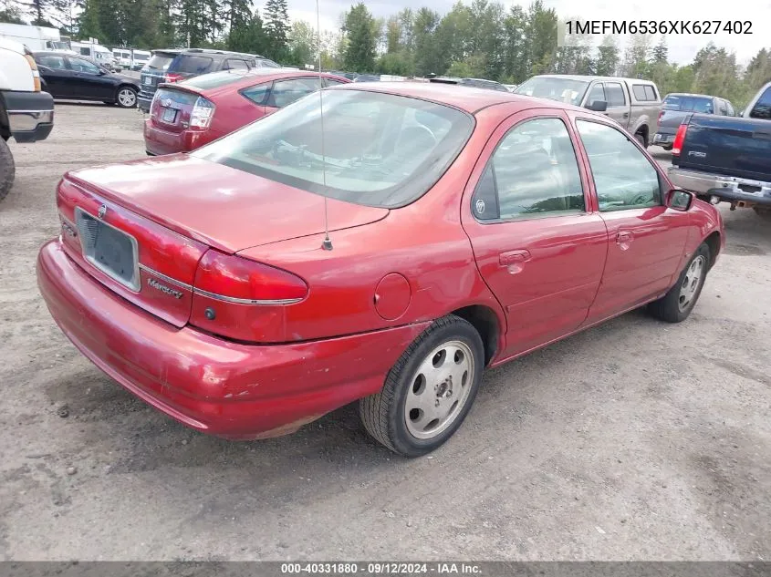 1999 Mercury Mystique Gs VIN: 1MEFM6536XK627402 Lot: 40331880