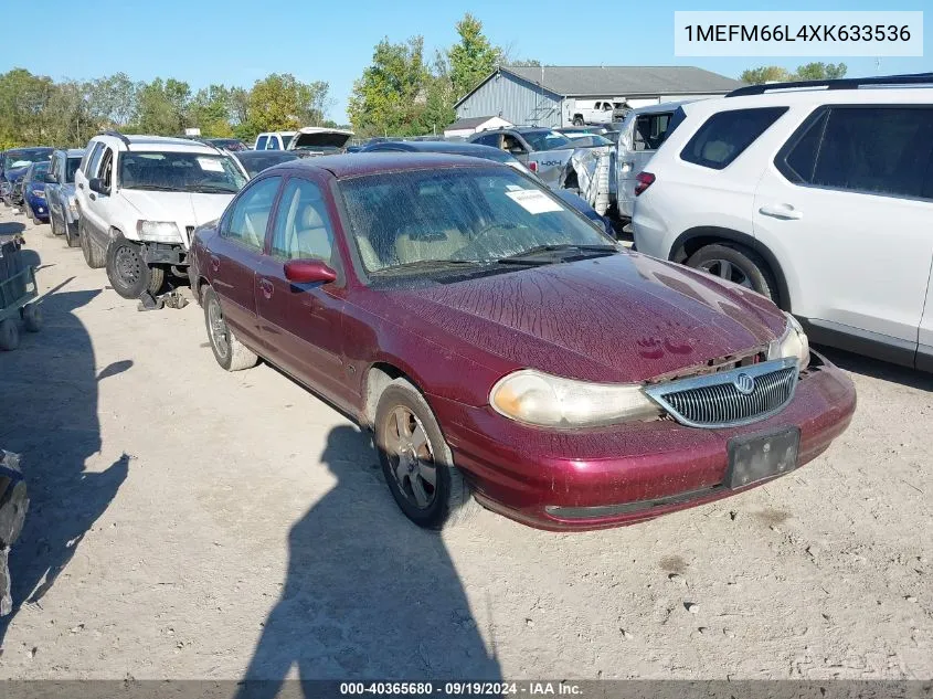 1999 Mercury Mystique Ls VIN: 1MEFM66L4XK633536 Lot: 40365680