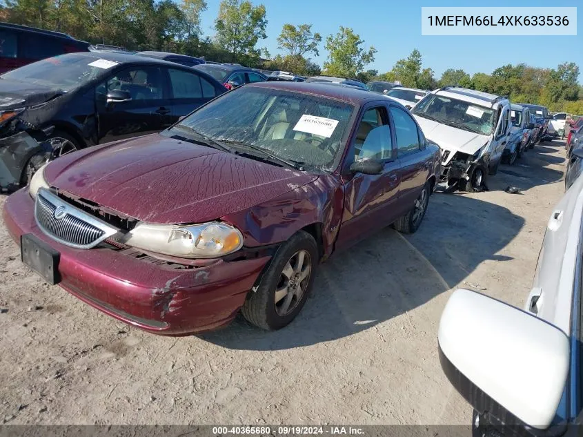 1999 Mercury Mystique Ls VIN: 1MEFM66L4XK633536 Lot: 40365680