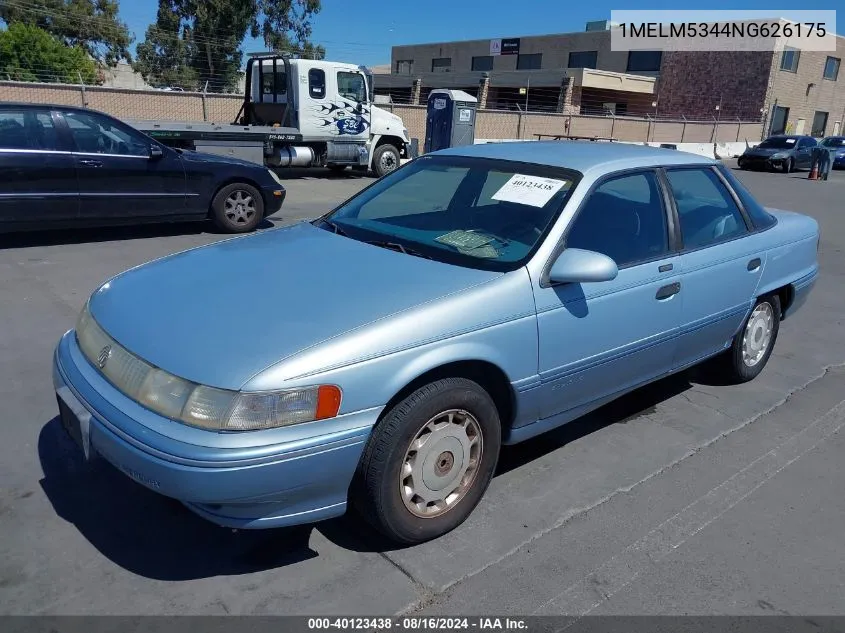 1992 Mercury Sable Ls VIN: 1MELM5344NG626175 Lot: 40123438