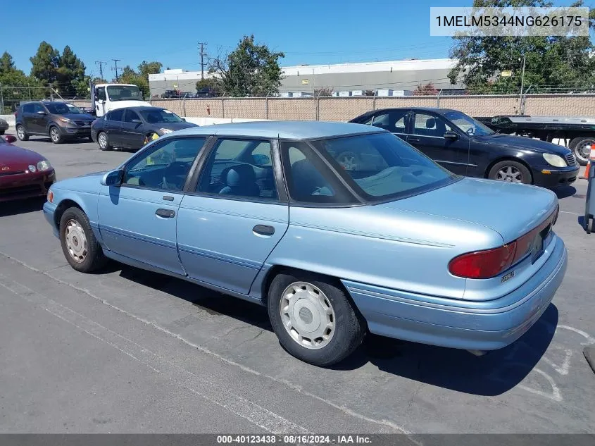 1992 Mercury Sable Ls VIN: 1MELM5344NG626175 Lot: 40123438