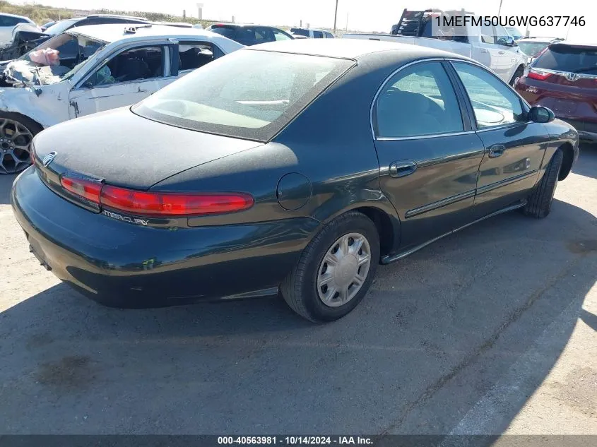 1998 Mercury Sable Gs/Ls VIN: 1MEFM50U6WG637746 Lot: 40563981