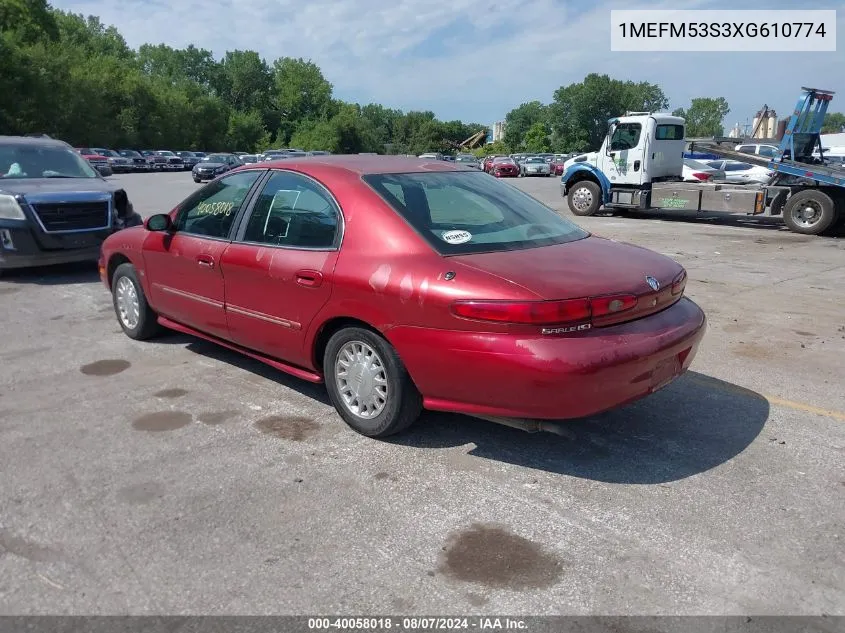 1999 Mercury Sable Ls VIN: 1MEFM53S3XG610774 Lot: 40058018