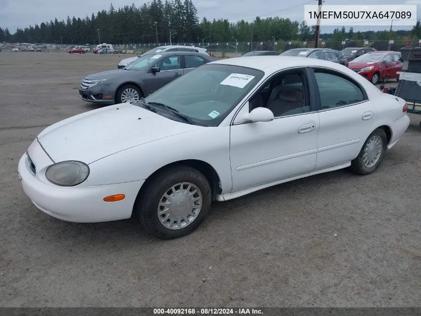 1999 Mercury Sable Gs VIN: 1MEFM50U7XA647089 Lot: 40092168