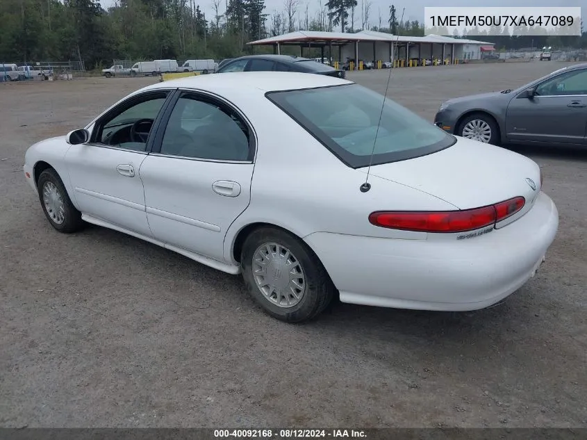 1999 Mercury Sable Gs VIN: 1MEFM50U7XA647089 Lot: 40092168