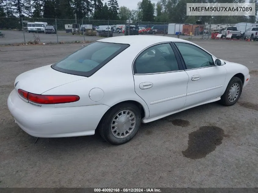 1999 Mercury Sable Gs VIN: 1MEFM50U7XA647089 Lot: 40092168