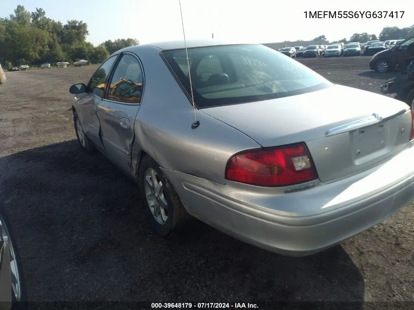 2000 Mercury Sable Ls Premium VIN: 1MEFM55S6YG637417 Lot: 39648179