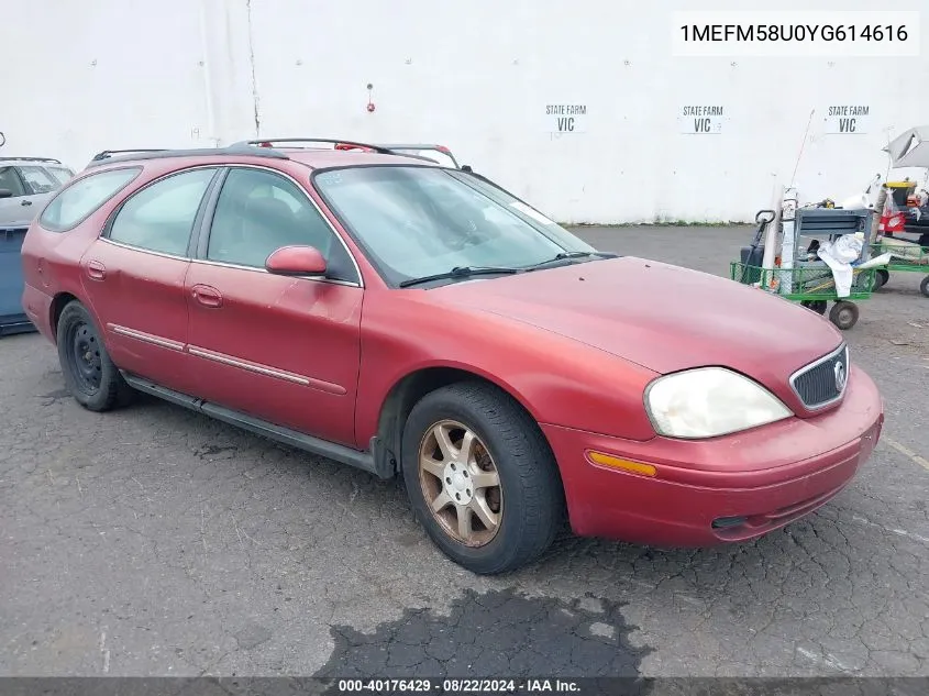 2000 Mercury Sable Gs VIN: 1MEFM58U0YG614616 Lot: 40176429