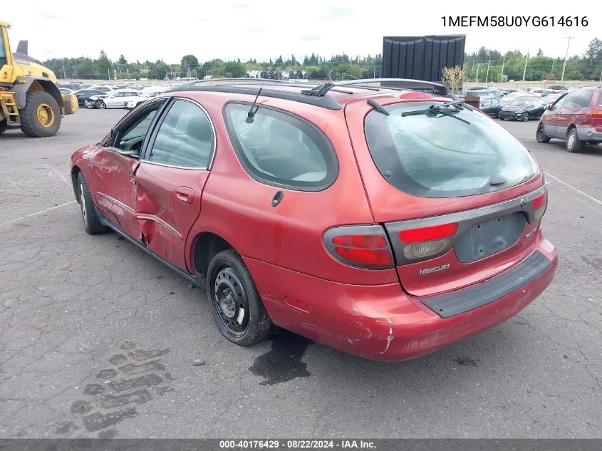 2000 Mercury Sable Gs VIN: 1MEFM58U0YG614616 Lot: 40176429