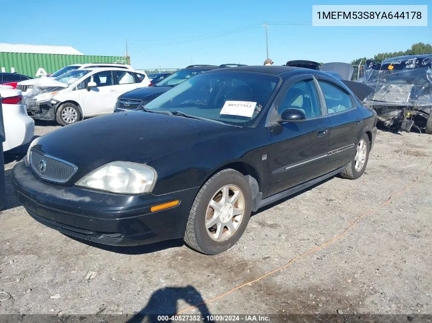 2000 Mercury Sable Ls VIN: 1MEFM53S8YA644178 Lot: 40527352