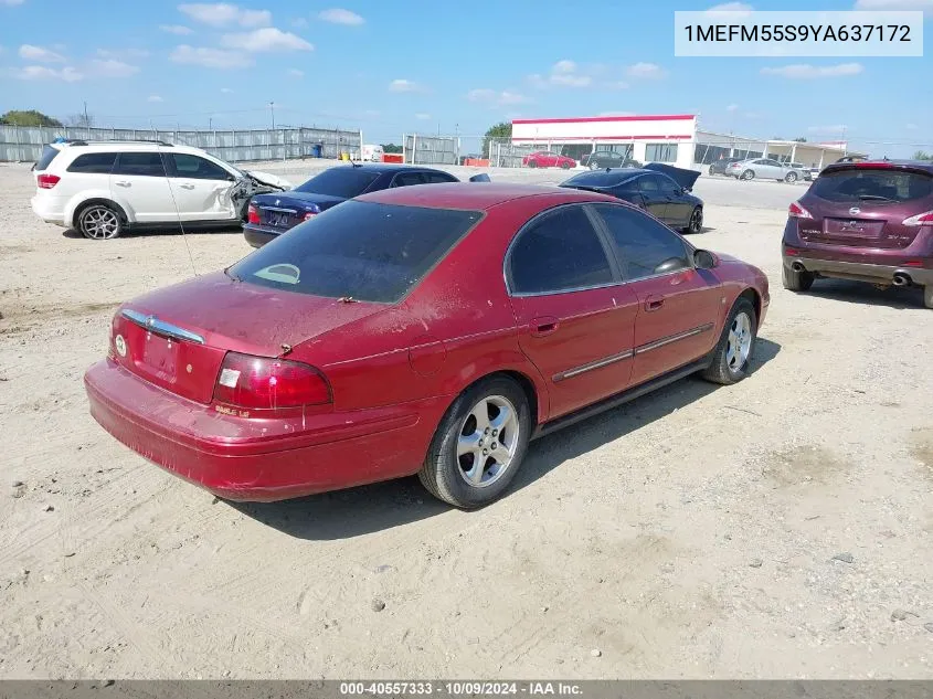 2000 Mercury Sable Ls Premium VIN: 1MEFM55S9YA637172 Lot: 40557333