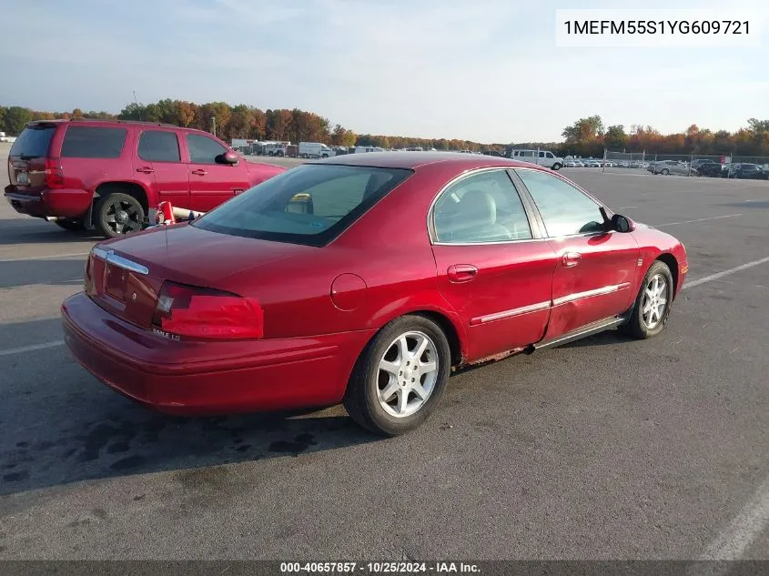 2000 Mercury Sable Ls Premium VIN: 1MEFM55S1YG609721 Lot: 40657857