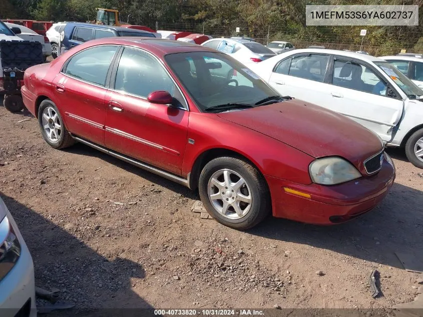 2000 Mercury Sable Ls VIN: 1MEFM53S6YA602737 Lot: 40733820