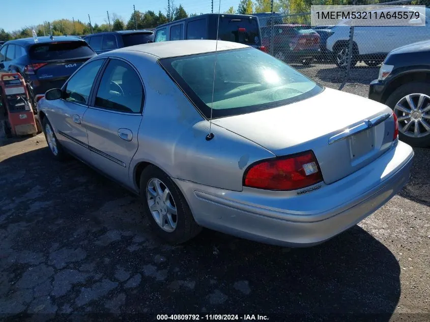 2001 Mercury Sable Ls VIN: 1MEFM53211A645579 Lot: 40809792