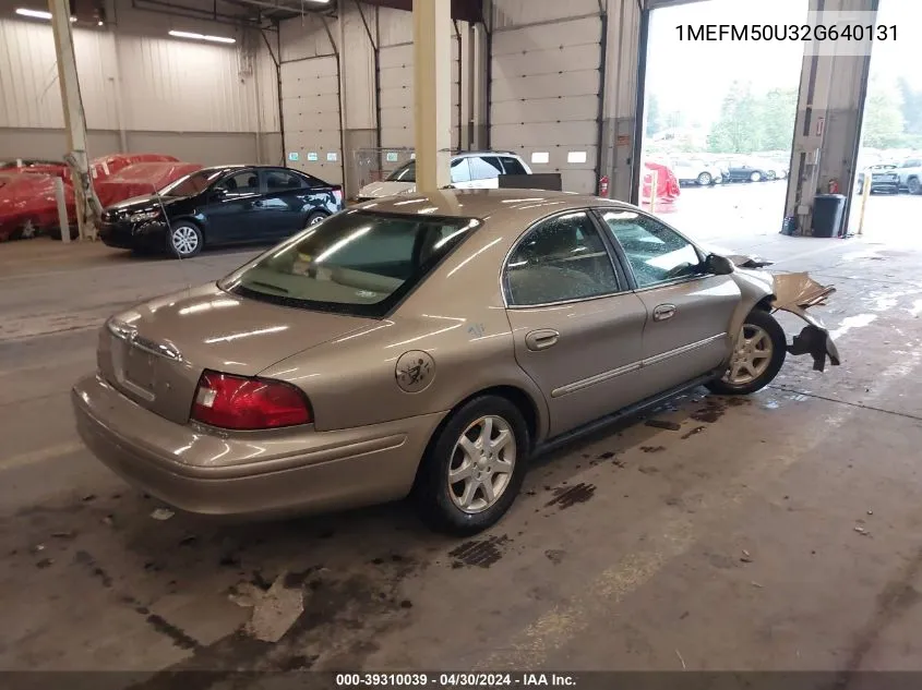 2002 Mercury Sable Gs VIN: 1MEFM50U32G640131 Lot: 39310039